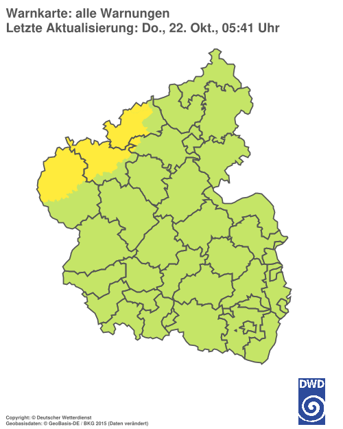 Aktuelle Warnkarte: Rheinland-Pfalz / Saarland