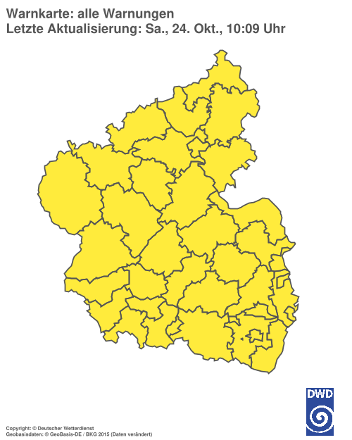 Aktuelle Warnkarte: Rheinland-Pfalz / Saarland