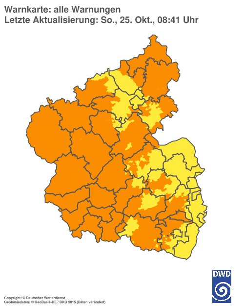Aktuelle Warnkarte: Rheinland-Pfalz / Saarland