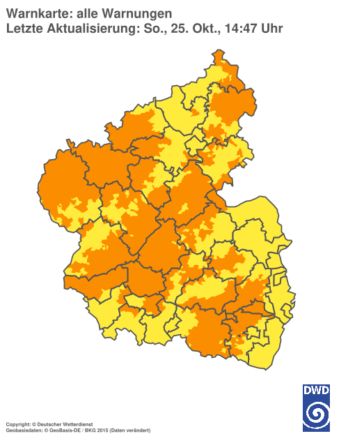 Aktuelle Warnkarte: Rheinland-Pfalz / Saarland