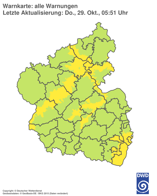 Aktuelle Warnkarte: Rheinland-Pfalz / Saarland