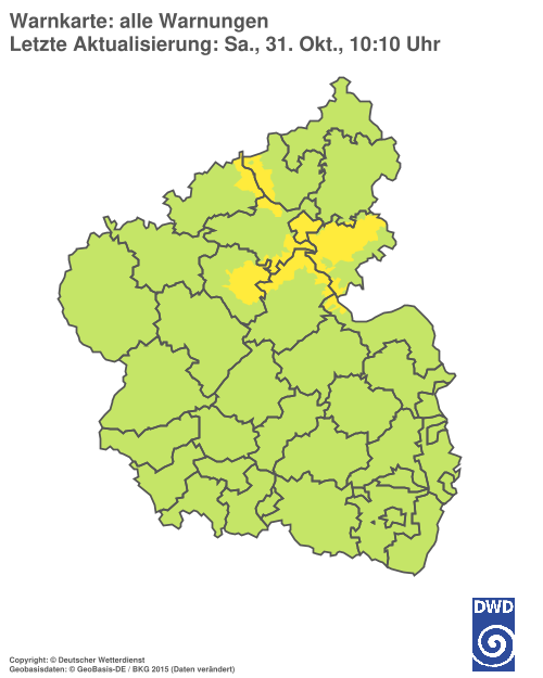 Aktuelle Warnkarte: Rheinland-Pfalz / Saarland